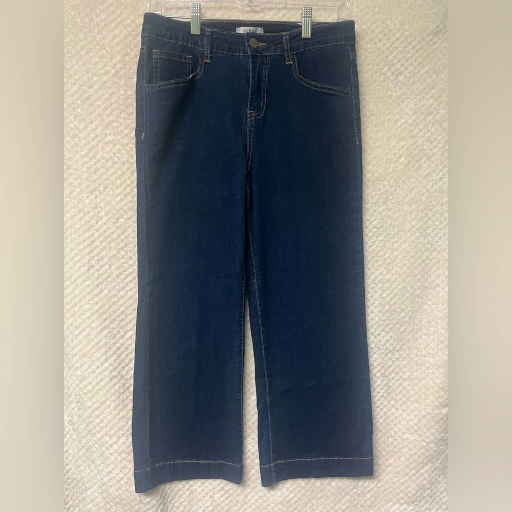 Bleu Womens Jeabs Dark Blue Denim Jeans cropped size 6 - Picture 3 of 8
